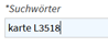 Screenshot Feld Suchw&ouml;rter in Arcinsys mit Beispieleintrag "karte L3518"